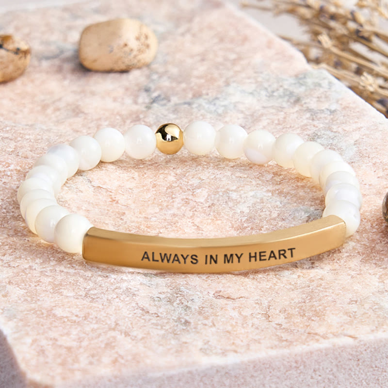 FuAttract Love & Healing Strawberry Quartz Tube Engraved Always In My Heart Bracelet - Moonstone - Gold - image 38