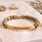 FuAttract Love & Healing Strawberry Quartz Tube Engraved Always In My Heart Bracelet - Picture Jasper - Gold - image 42