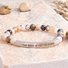 FuAttract The Best Is Yet To Come Sunstone Tube Engraved Hope Bracelet - Bamboo Leaf Agate - Silver - image 19