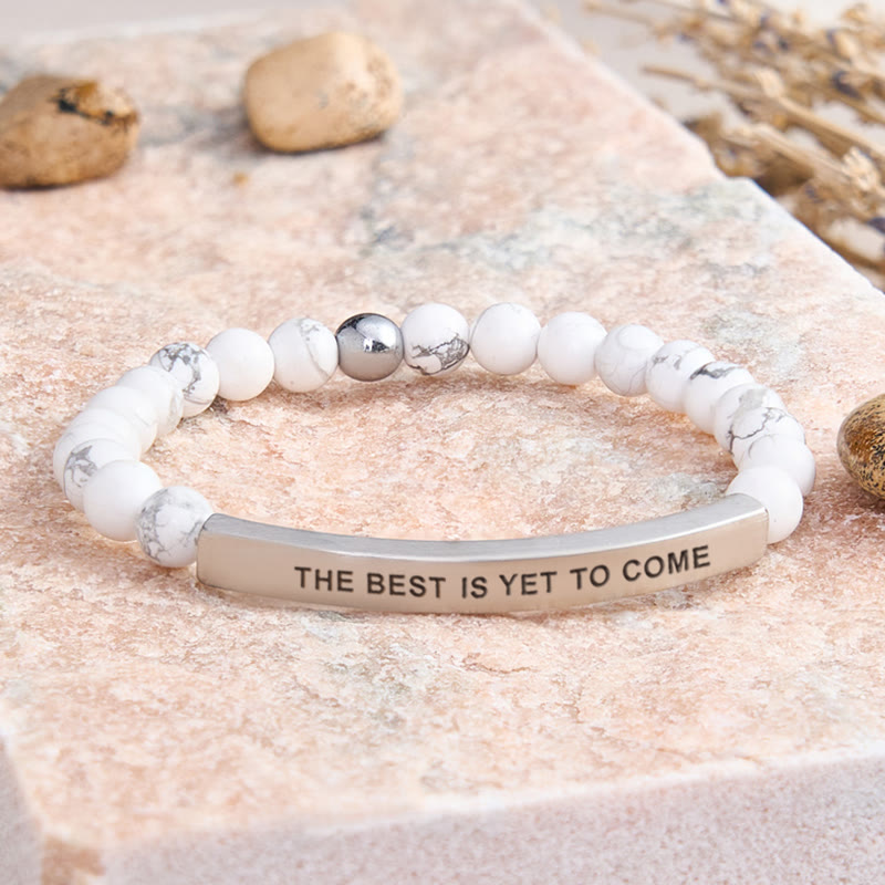FuAttract The Best Is Yet To Come Sunstone Tube Engraved Hope Bracelet - White Turquoise - Silver - image 47