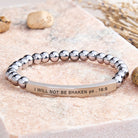 FuAttract I Will Not Be Shaken Ps 16:8 Hematite Tube Engraved Bracelet - Hematite - Silver - image 0