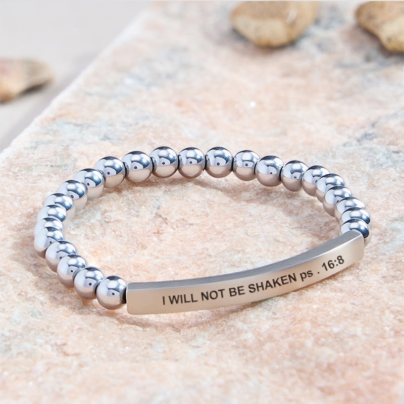 FuAttract I Will Not Be Shaken Ps 16:8 Hematite Tube Engraved Bracelet - image 1