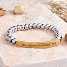 FuAttract I Will Not Be Shaken Ps 16:8 Hematite Tube Engraved Bracelet - Hematite - Gold - image 3