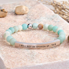 FuAttract I Will Not Be Shaken Ps 16:8 Hematite Tube Engraved Bracelet - Matt Amazonite - Silver - image 9