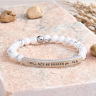 FuAttract I Will Not Be Shaken Ps 16:8 Hematite Tube Engraved Bracelet - White Turquoise - Silver - image 45