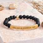 FuAttract I Will Not Be Shaken Ps 16:8 Hematite Tube Engraved Bracelet - Lava Rock - Gold - image 51