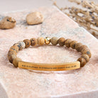 FuAttract She Is Clothed In Strength And Dignity Prov 31:25 Moonstone Tube Engraved  Bracelet - Picture Jasper - Gold - image 43