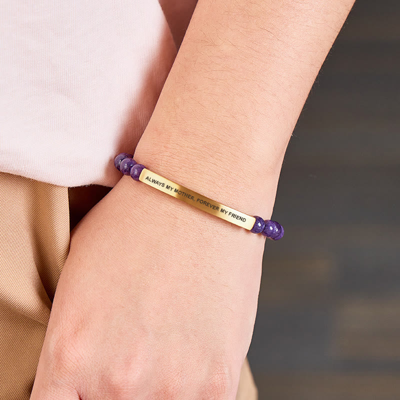 FuAttract Always My Mother Forever My Friend Amethyst Tube Engraved  Bracelet - image 2