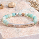 FuAttract Always My Mother Forever My Friend Amethyst Tube Engraved  Bracelet - Matt Amazonite - Silver - image 12