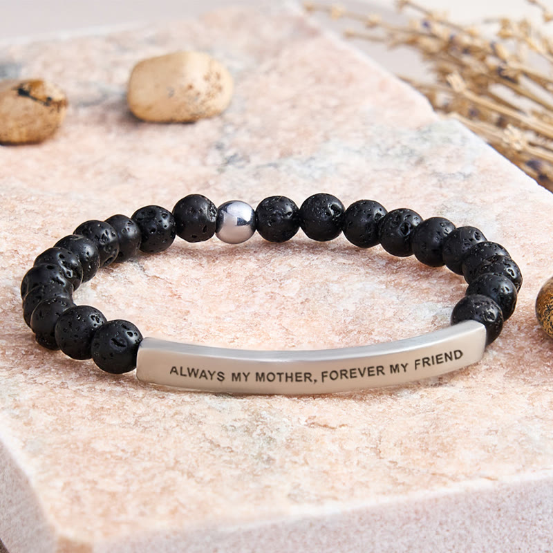 FuAttract Always My Mother Forever My Friend Amethyst Tube Engraved  Bracelet - Lava Rock - Silver - image 52