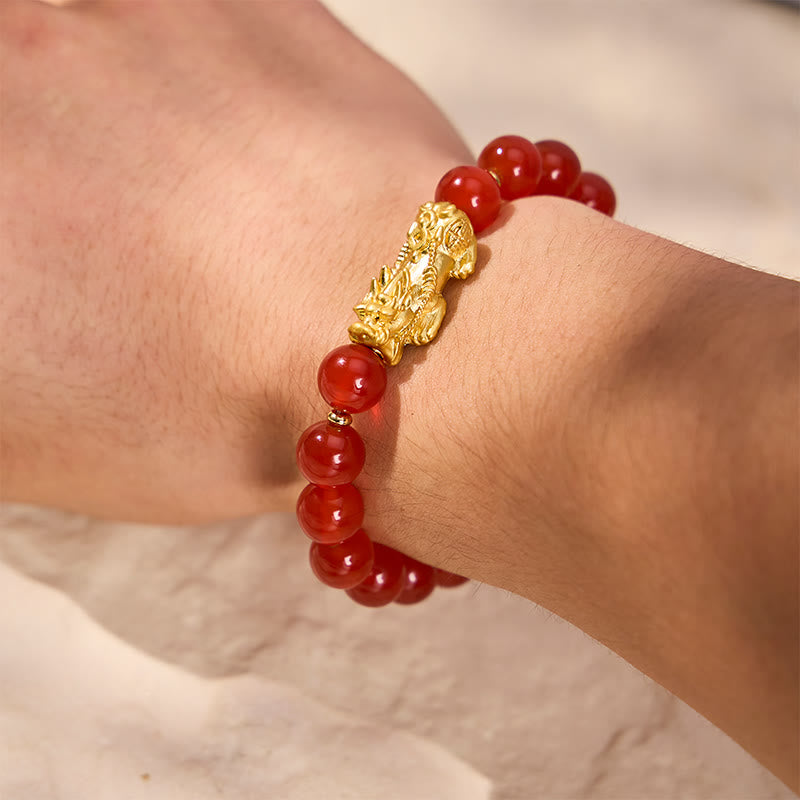 FuAttract Wealth Luck & Protection Natural Red Agate Pixiu Crystal Beaded Bracelet - image 3