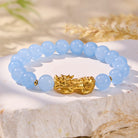 FuAttract Calm Energy Protection & Prosperity Light Sea Blue Agate Pixiu Fortune Crystal Bracelet - 10mm - image 0