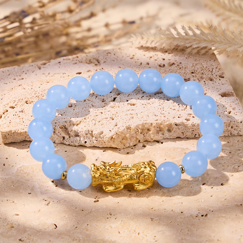 FuAttract Calm Energy Protection & Prosperity Light Sea Blue Agate Pixiu Fortune Crystal Bracelet - image 2