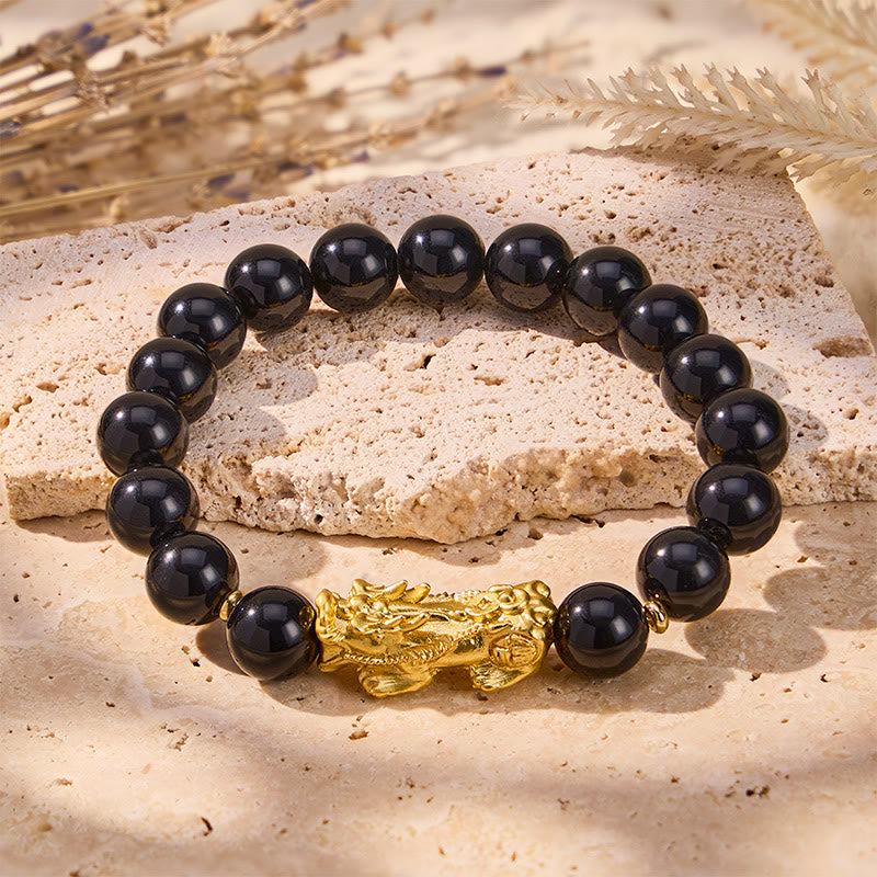 FuAttract Protection Wealth & Luck Natural Black Obsidian Pixiu Feng Shui Prosperity Bracelet  - image 2