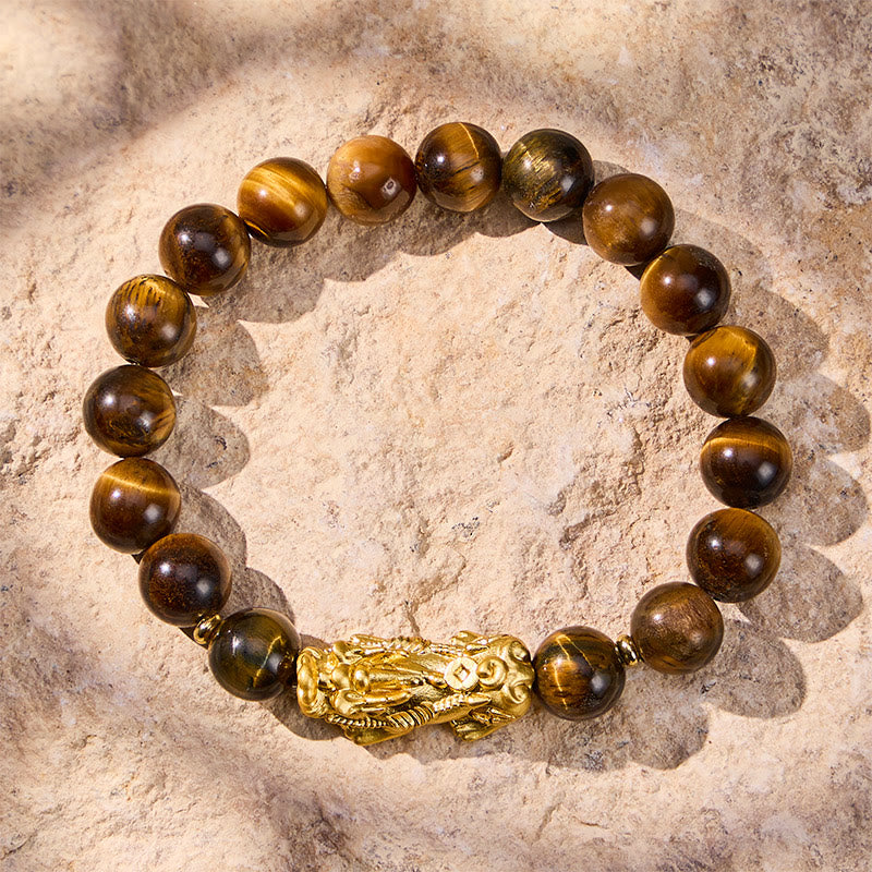 FuAttract Wealth Confidence & Protection Natural Yellow Tiger Eye Bracelet With Pixiu - image 1
