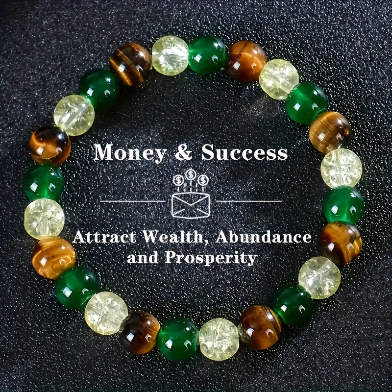 FuAttract Wealth Luck & Confidence Natural Tiger Eye Green Agate Crackle Beaded Bracelet - image 7