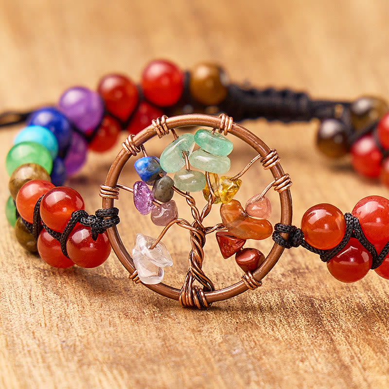 FuAttract Growth Balance & Connection Rainbow Crystal Bead Tree of Life Bracelet - image 4