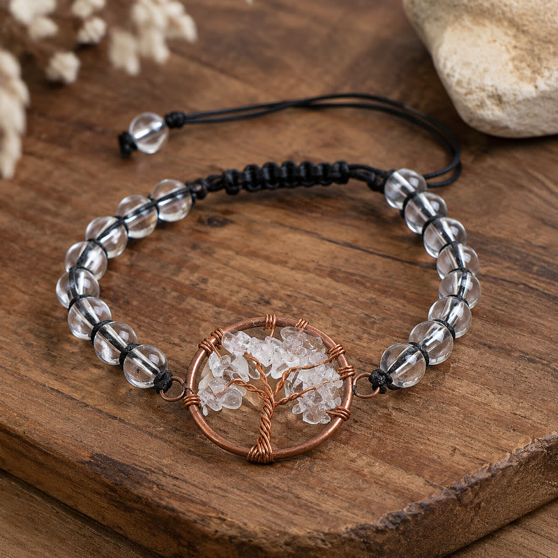 FuAttract Growth Balance & Connection Rainbow Crystal Bead Tree of Life Bracelet - Clear Quartz 1 - image 7