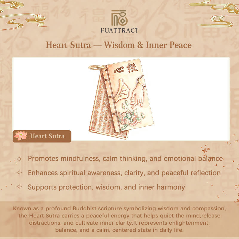 FuAttract Protection Prosperity & Blessing Brass Heart Sutra Five Emperor Coins Keychain - image 3