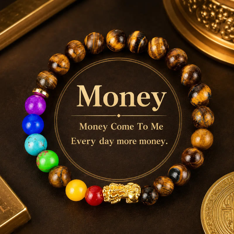 FuAttract Wealth Protection & Abundance Tiger Eye Pixiu Six Crystal Bead Bracelet - 8mm - image 0