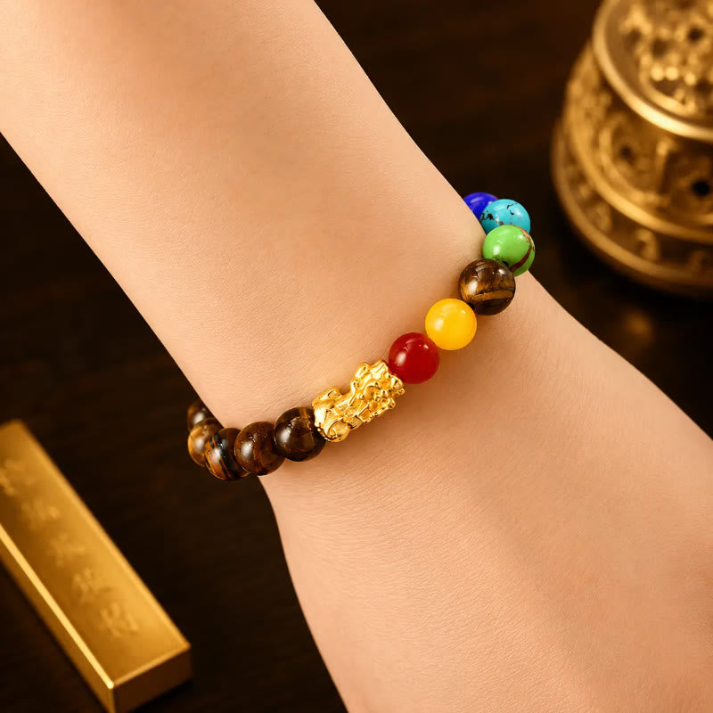 FuAttract Wealth Protection & Abundance Tiger Eye Pixiu Six Crystal Bead Bracelet - image 3