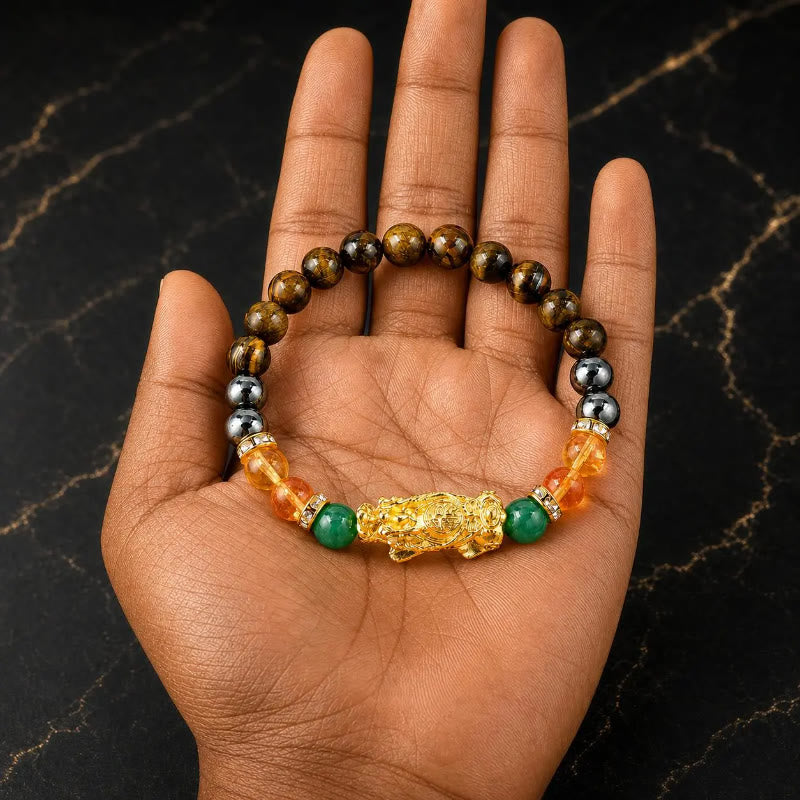 FuAttract Fortune Prosperity & Positive Energy Pixiu Tiger Eye Hematite Bracelet - image 2