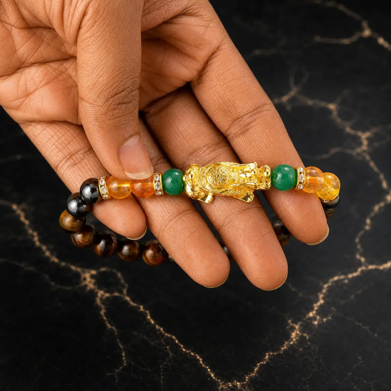 FuAttract Fortune Prosperity & Positive Energy Pixiu Tiger Eye Hematite Bracelet - image 4