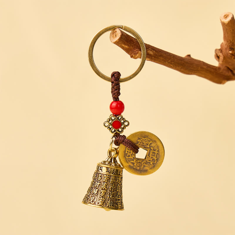 FuAttract Protection Prosperity & Blessing Brass Heart Sutra Five Emperor Coins Keychain - image 8