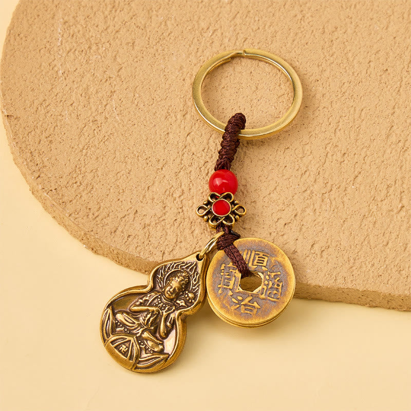 FuAttract Protection Prosperity & Blessing Brass Heart Sutra Five Emperor Coins Keychain - Mahasthamaprapta Heart Sutra Plaque - image 12