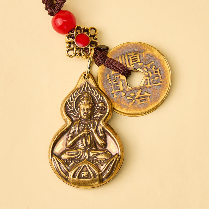 FuAttract Protection Prosperity & Blessing Brass Heart Sutra Five Emperor Coins Keychain - image 13