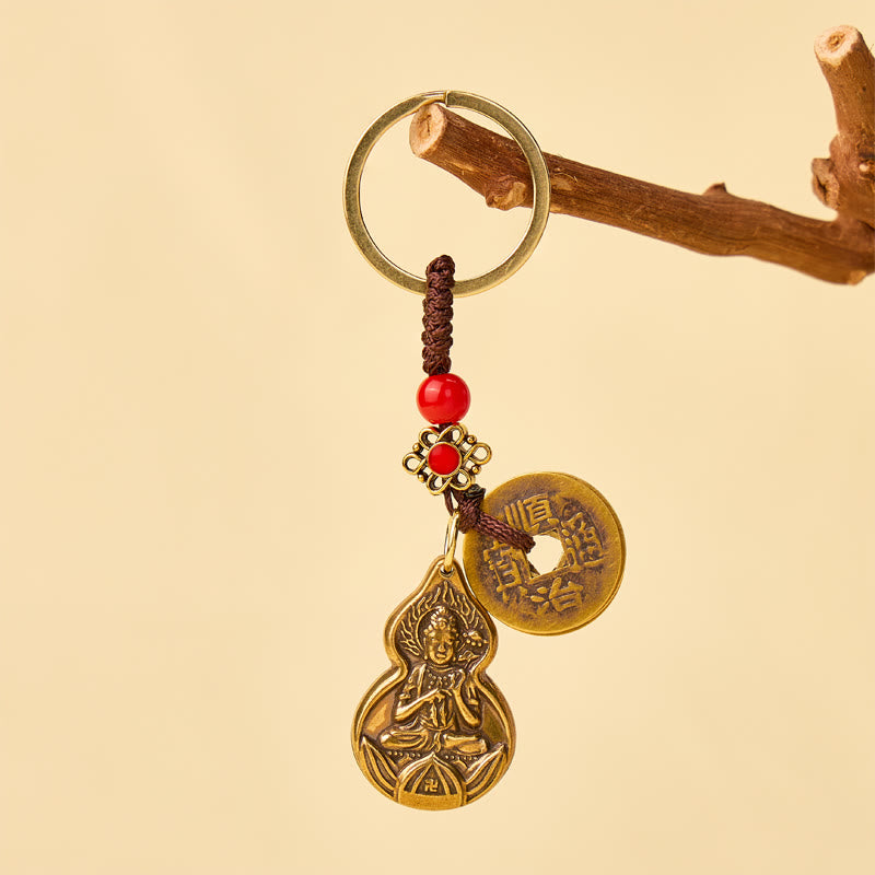 FuAttract Protection Prosperity & Blessing Brass Heart Sutra Five Emperor Coins Keychain - image 14