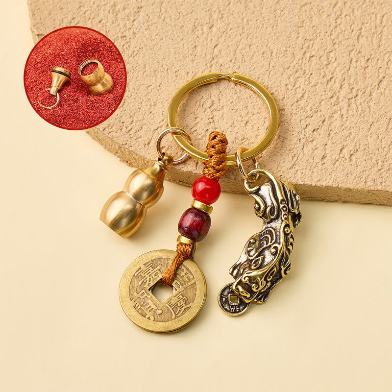 FuAttract Wealth Protection & Prosperity Brass Pixiu Calabash Keychain - Brass - image 0