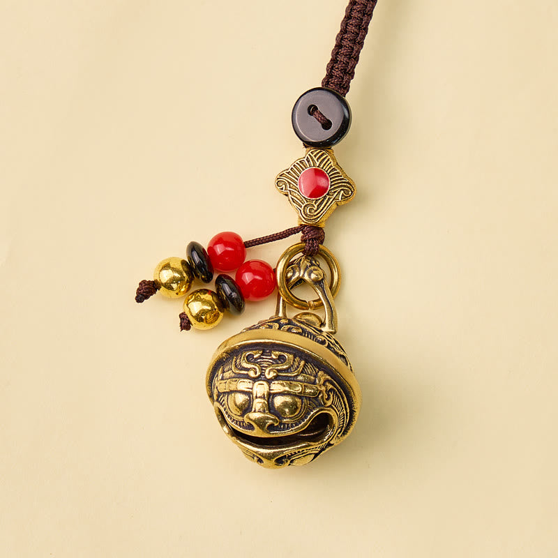 FuAttract Wealth Protection & Good Fortune Brass Suanni Bell Five Emperor Coins Car Keychain - image 4