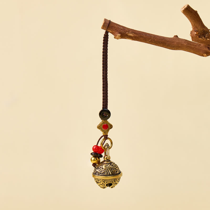 FuAttract Wealth Protection & Good Fortune Brass Suanni Bell Five Emperor Coins Car Keychain - image 5