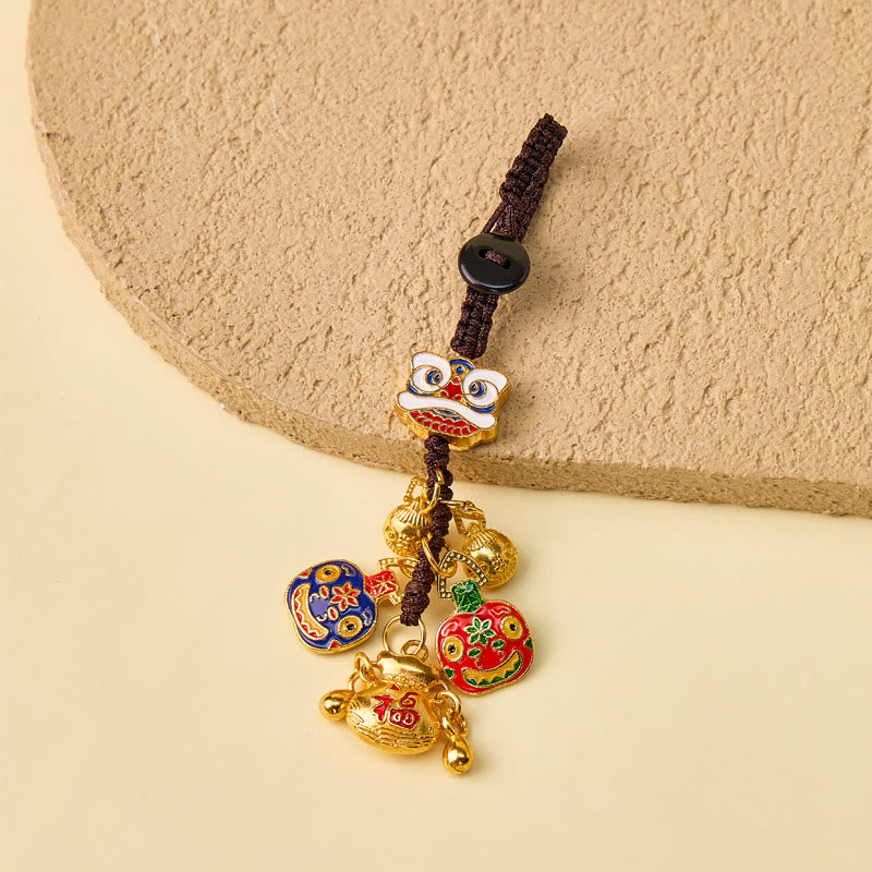 FuAttract Wealth Luck & Prosperity God of Wealth Taotie Beast Woven Rope Keychain - Lion Dance - image 0