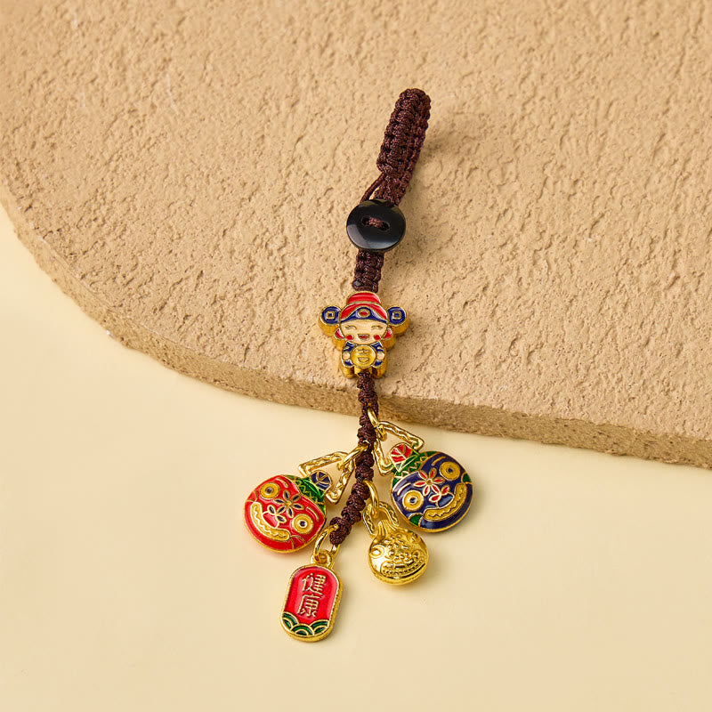 FuAttract Wealth Luck & Prosperity God of Wealth Taotie Beast Woven Rope Keychain - God of Wealth with Peace Charm - image 8
