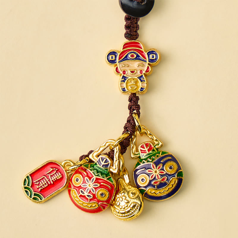 FuAttract Wealth Luck & Prosperity God of Wealth Taotie Beast Woven Rope Keychain - image 9