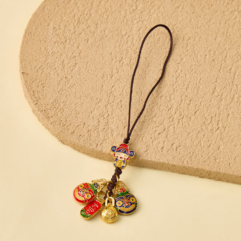 FuAttract Wealth Luck & Prosperity God of Wealth Taotie Beast Woven Rope Keychain - God of Wealth with Peace Charm (Phone Charm) - image 16