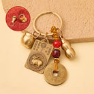 FuAttract Brass Chinese Zodiac Hundred Blessings Jar Guardian Buddha Five Emperor Coins Calabash Keychain - Rabbit - image 14