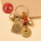 FuAttract Brass Chinese Zodiac Hundred Blessings Jar Guardian Buddha Five Emperor Coins Calabash Keychain - Snake - image 18