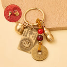 FuAttract Brass Chinese Zodiac Hundred Blessings Jar Guardian Buddha Five Emperor Coins Calabash Keychain - Rooster - image 24