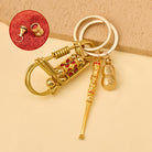 FuAttract Protection Luck & Safe Brass Chinese Zodiac Calabash Ear Pick Bird Clip Keychain - Pig - image 0