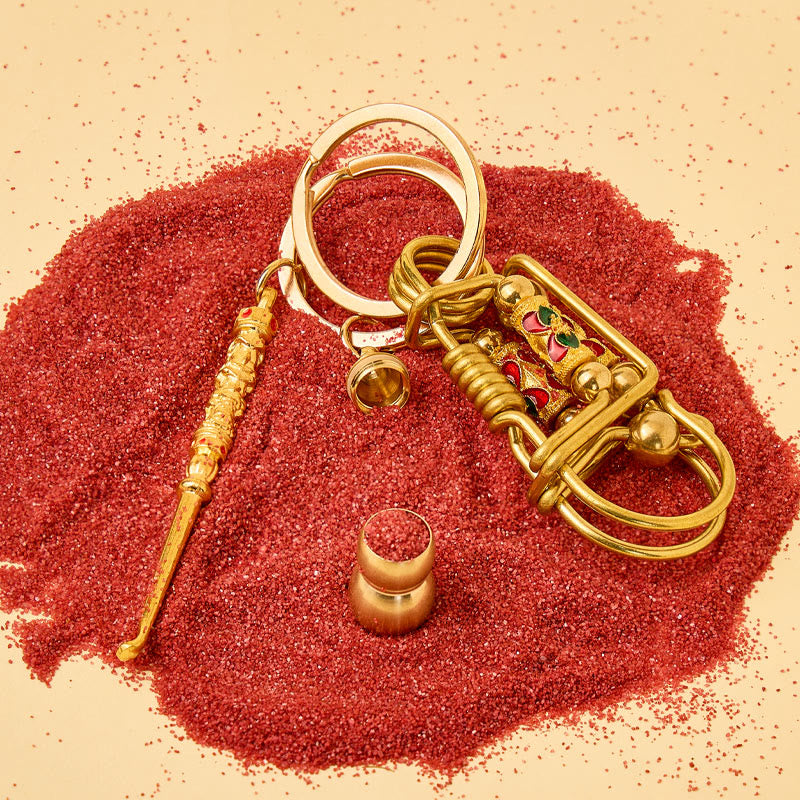 FuAttract Protection Luck & Safe Brass Chinese Zodiac Calabash Ear Pick Bird Clip Keychain - image 3