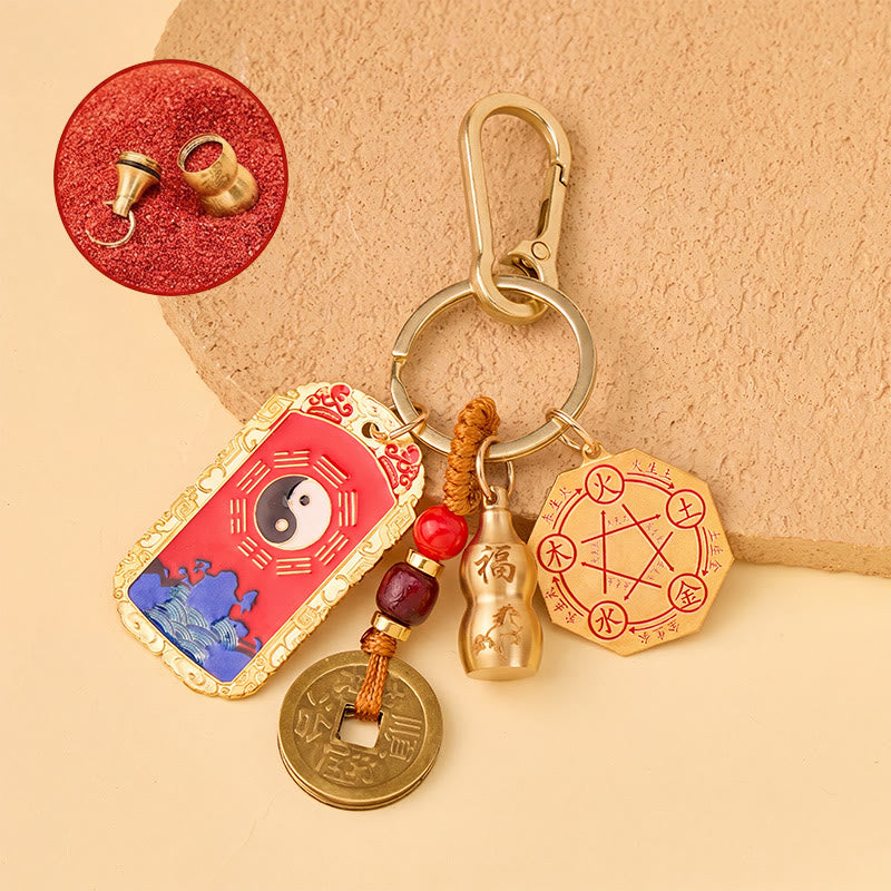 FuAttract Guardian & Good Luck Zinc Alloy  Chinese Zodiac Calabash Bagua Mirror Keychain - Tiger - image 9