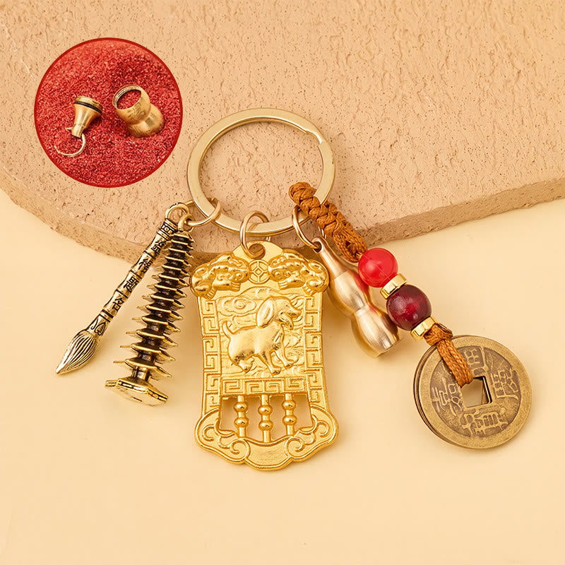 FuAttract Wealth Success & Achievement Brass Chinese Zodiac Abacus Lucky Keychain - Dog - image 26
