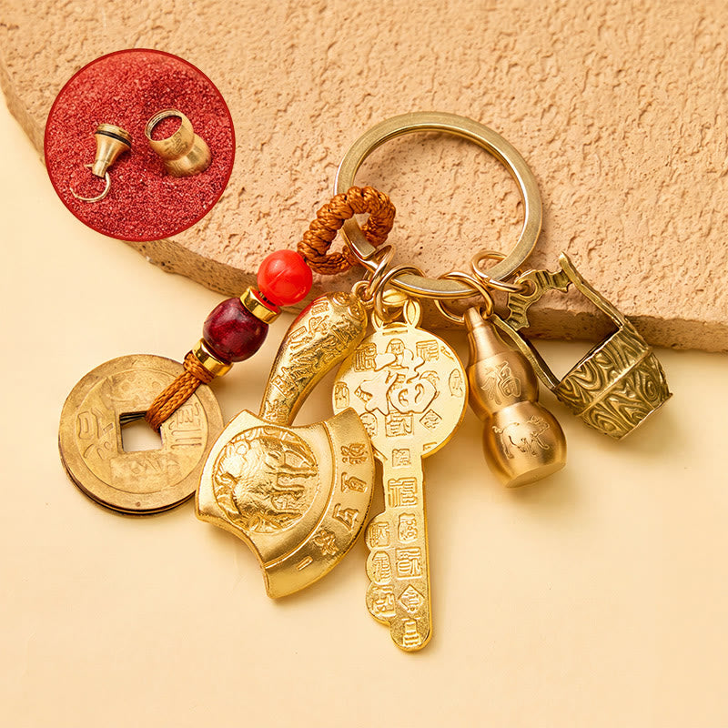 FuAttract Prosperity Luck & Fortune Brass Chinese Zodiac Blessing Axe Keychain With Pixiu - Goat - image 22