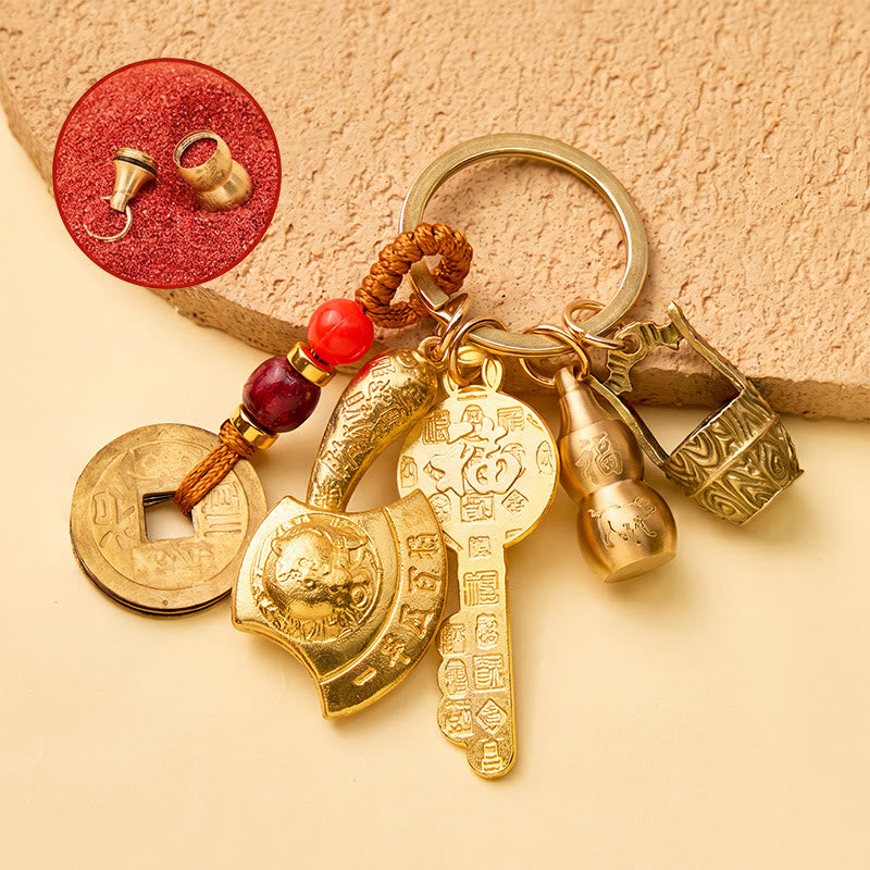 FuAttract Prosperity Luck & Fortune Brass Chinese Zodiac Blessing Axe Keychain With Pixiu - Pig - image 30