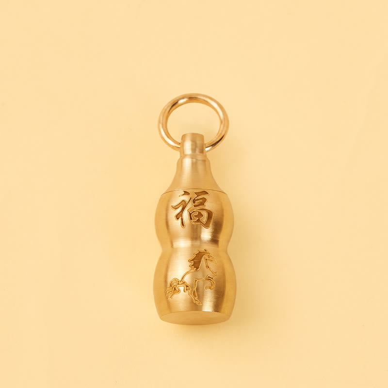 FuAttract Wealth & Good Fortune Brass Chinese Zodiac Calabash Keychain With Seven Grains  - image 2