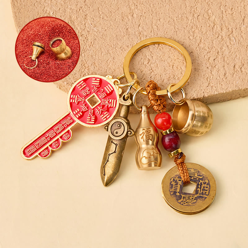 FuAttract Wealth & Good Fortune Brass Chinese Zodiac Calabash Keychain With Seven Grains  - Rat - image 8
