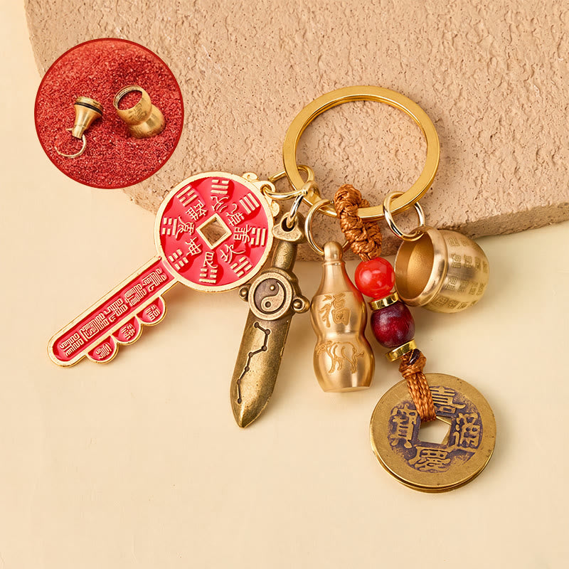 FuAttract Wealth & Good Fortune Brass Chinese Zodiac Calabash Keychain With Seven Grains  - Ox - image 10